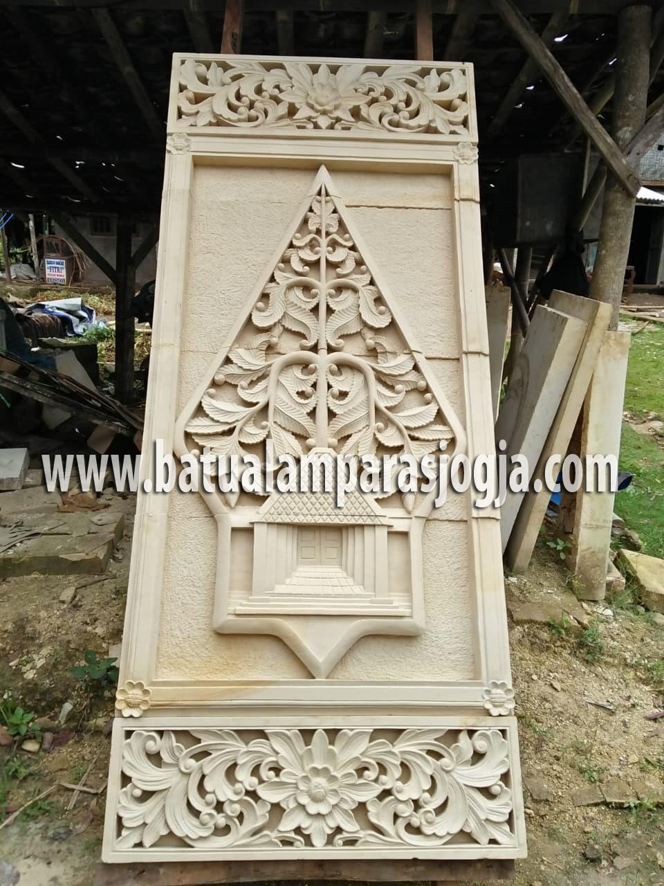 Panel Relief Kayon & Rumah Adat Batu Paras Putih Jogja - Gambar 2