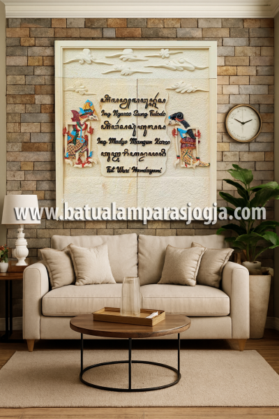 Relief Batu Paras Putih Motif Wayang Rama Sinta