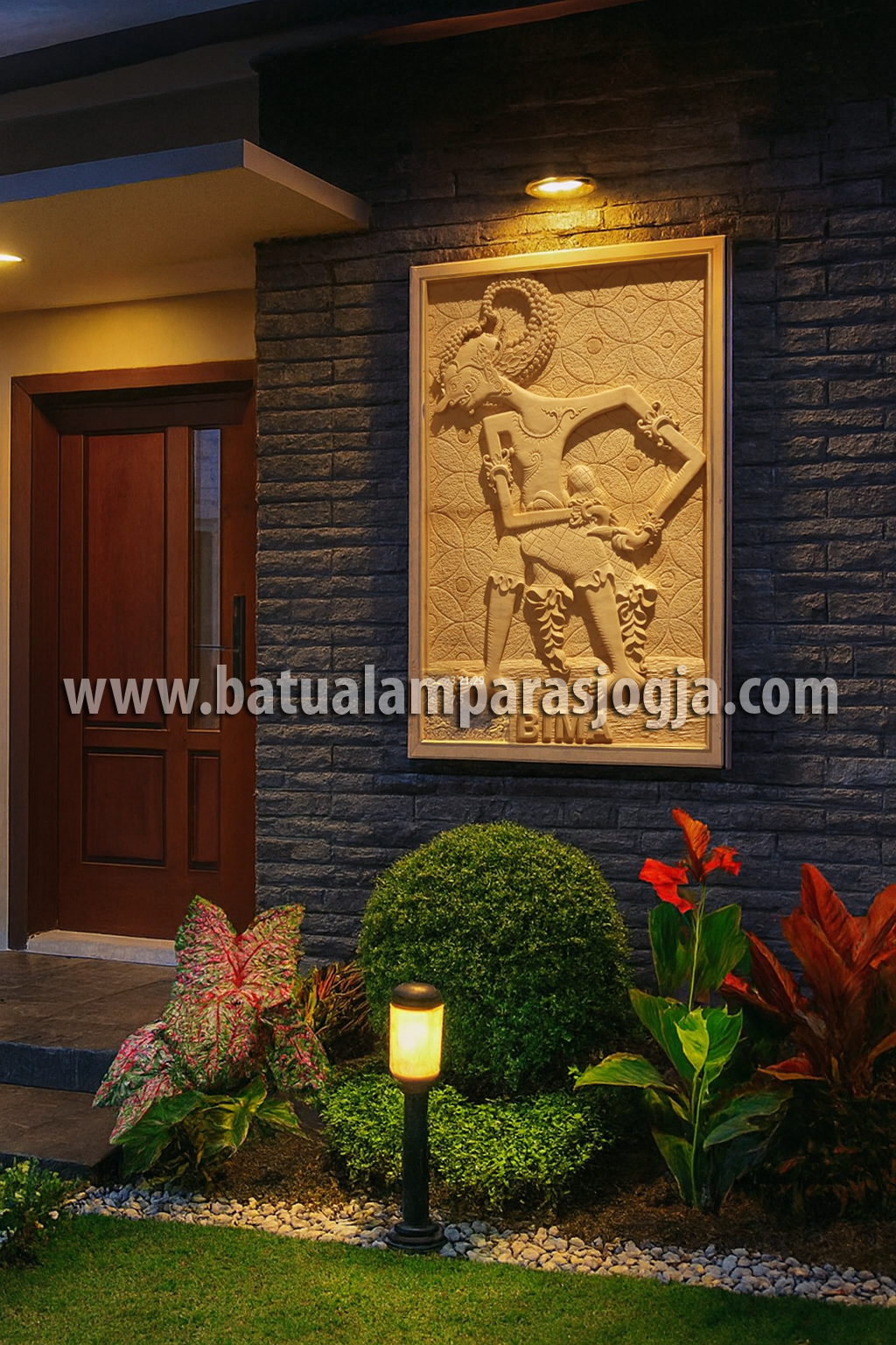 Relief Wayang BIMA dari Batu Alam Paras Jogja