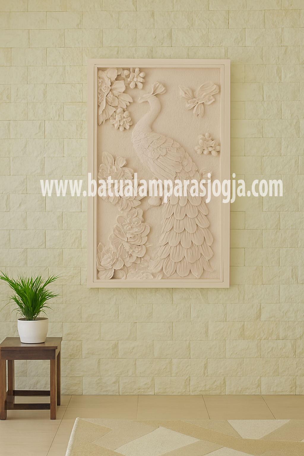 Relief Motif Burung Merak – Kombinasi Batu Limestone - Gambar 2