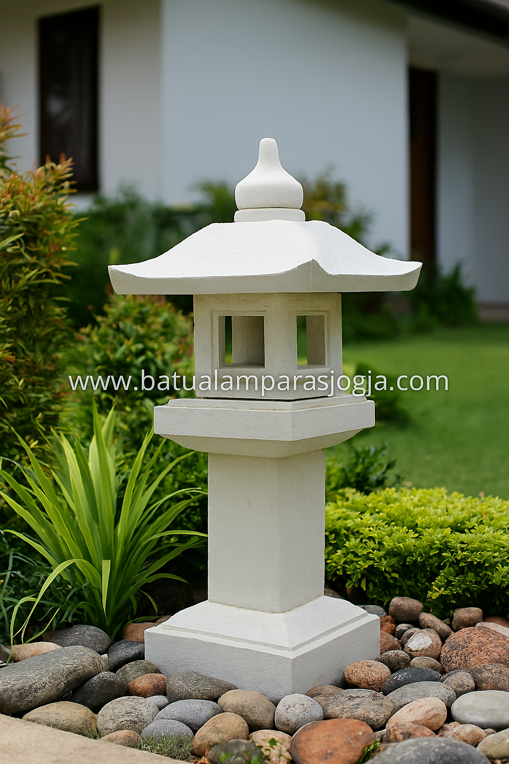 Lampion Lampu Taman Batu Paras Putih Asli Jogja