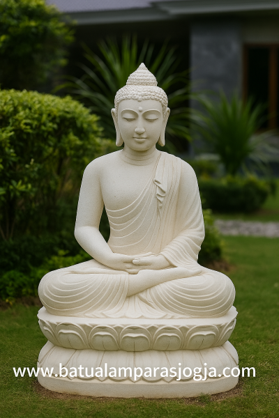Patung Buddha batu alam paras Putih