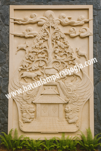 Relief Motif Kayon Paras Putih – Gerbang Kehidupan dalam Pahatan Budaya