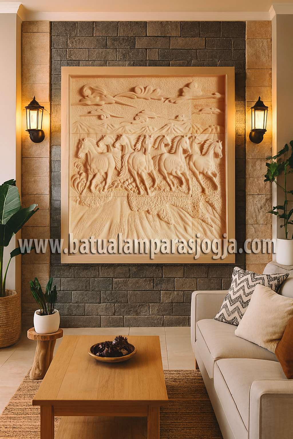 Relief Batu Paras Motif Kuda – Simbol Kekuatan dan Keindahan Alam