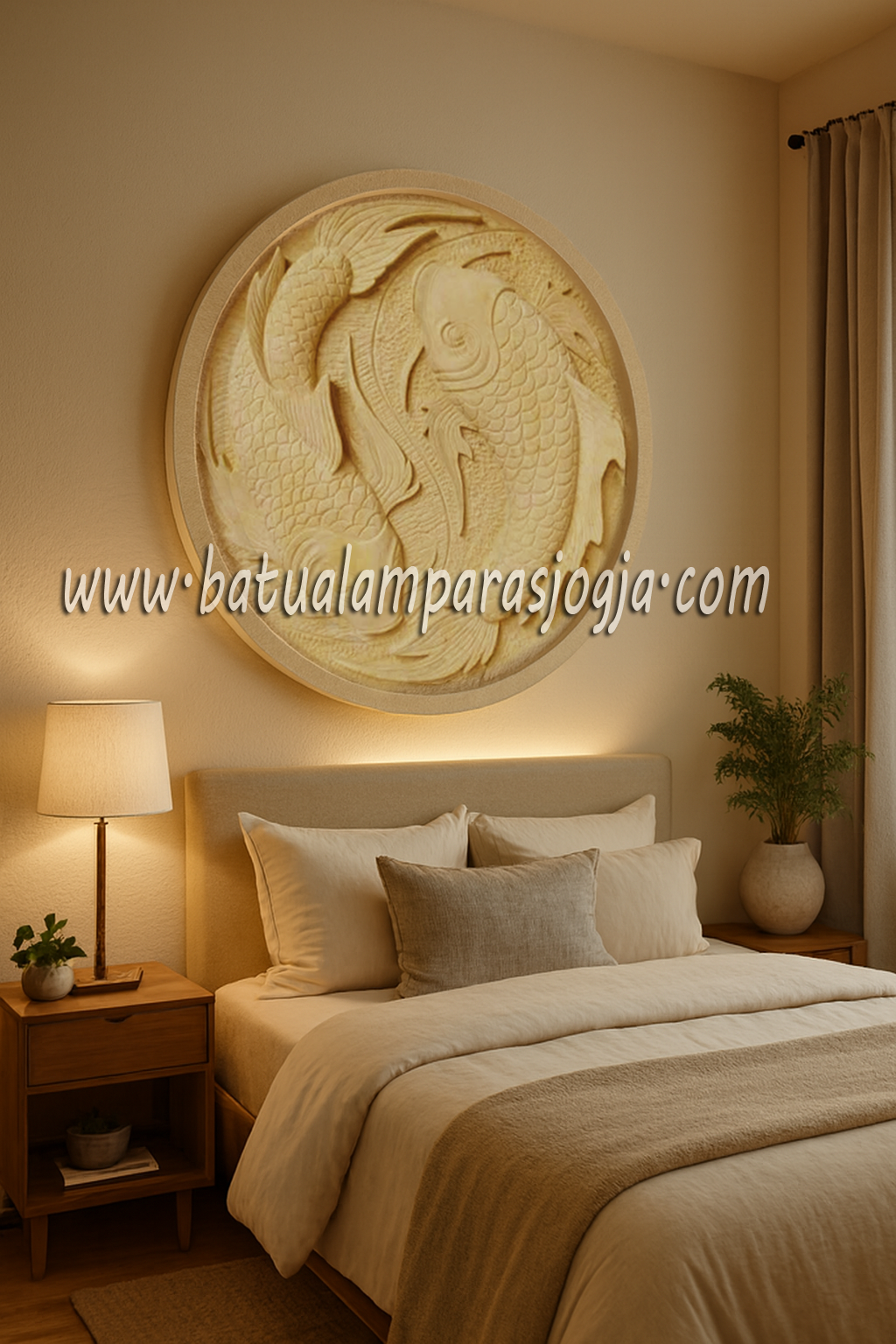 Ornamen batu paras putih - Dekorasi Dinding kamar tidur