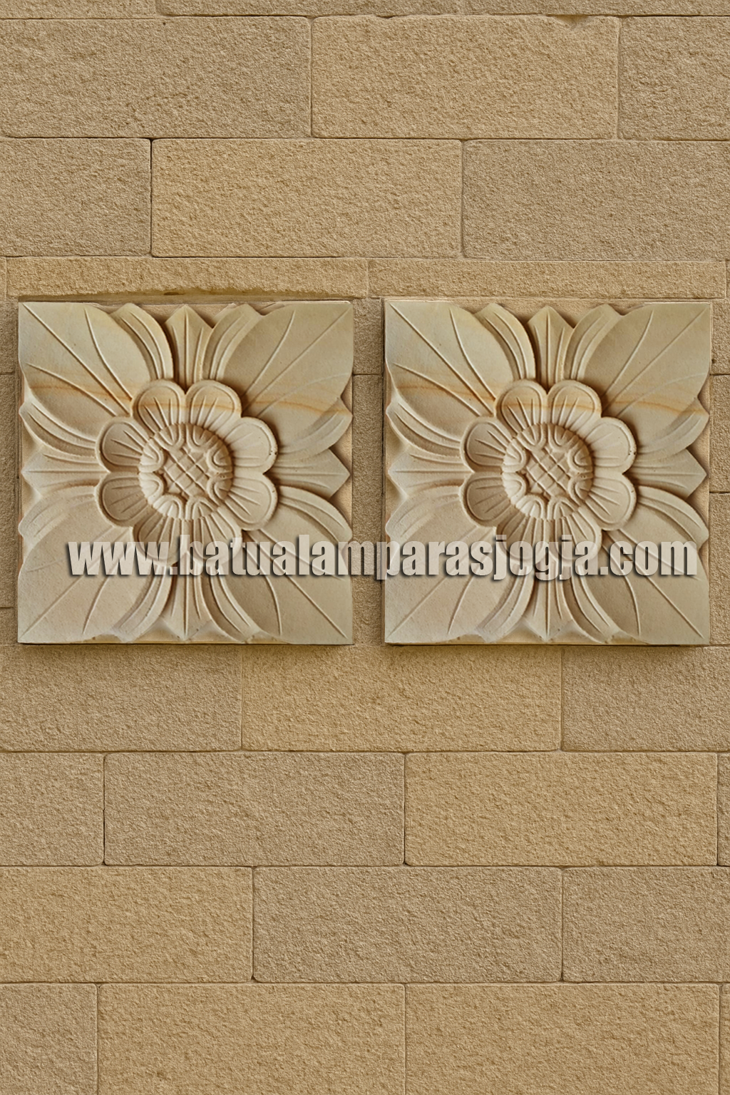Ornamen Batu Paras putih untuk Dinding Motif bunga