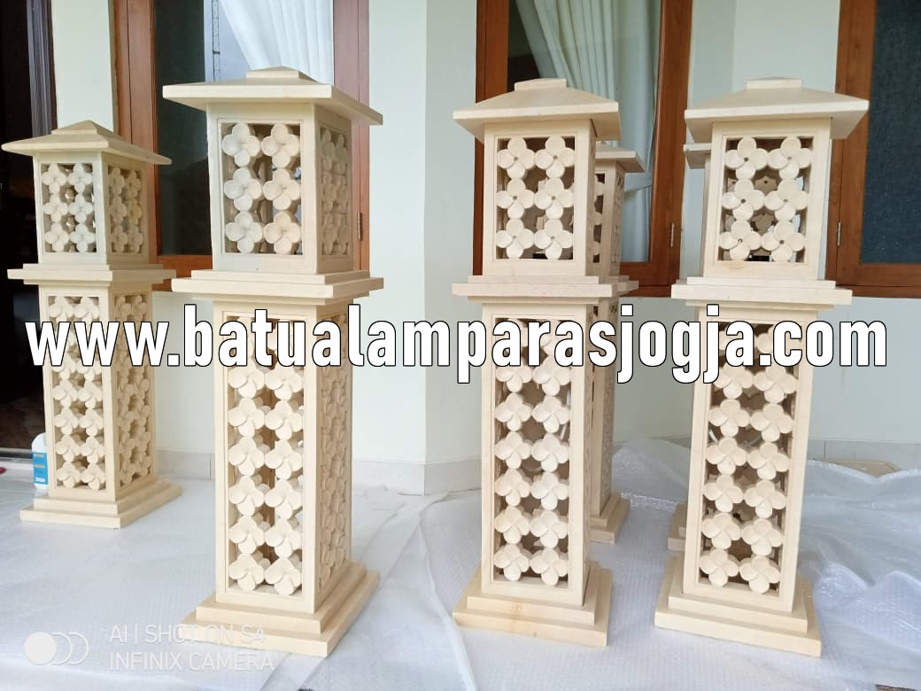 Lampu Taman Batu Alam Paras Putih Motif Ukir – Elegan & Artistik - Gambar 2
