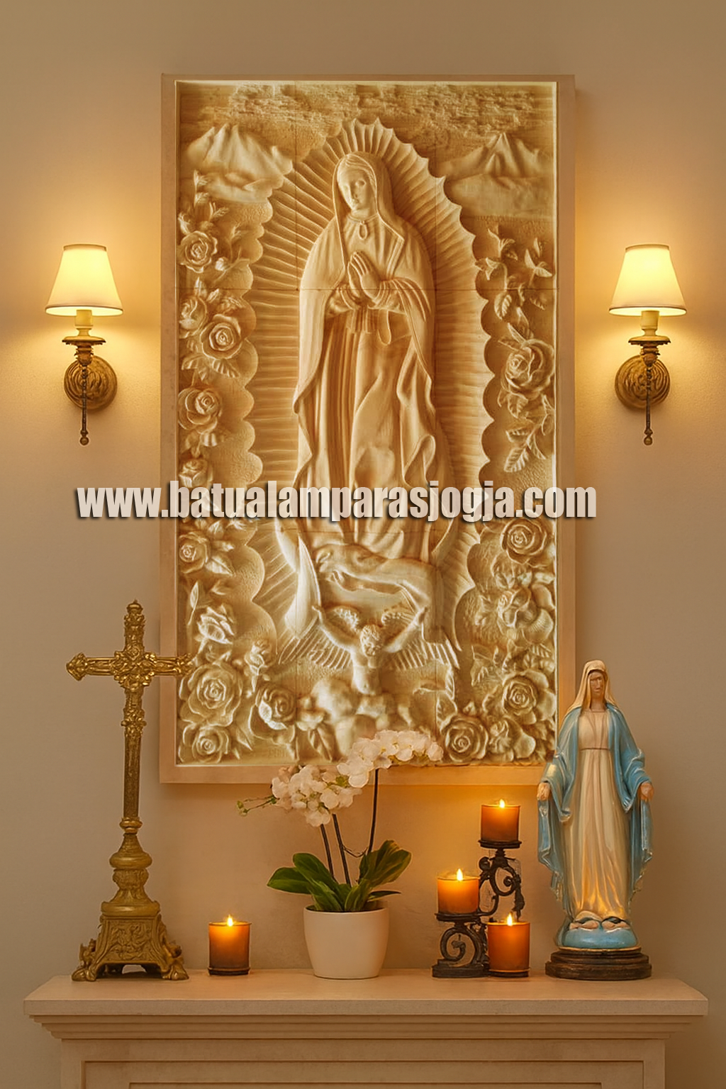 Relief Virgin of Guadalupe ( Bunda maria ) Dekorasi Spiritual dalam Ruangan